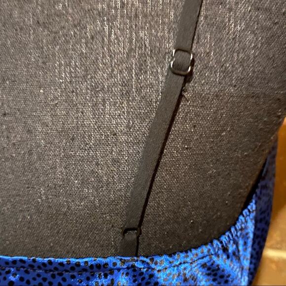 Bisou Bisou Lingerie Blue with Black Dot Sexy Satin Chemise Women's Size 6 - Picture 8 of 8